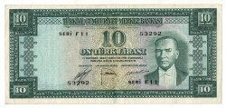 5.Emisyon 1. Tertip 10 Türk Lirası Seri F11 NATUREL/ÇÇT+ TCK9299 - 1