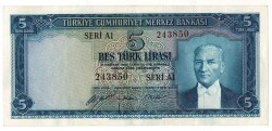 5.Emisyon 1.Tertip 5 Türk Lirası Seri A1 NATUREL/ÇÇT+ TCK9282 - 1