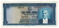 5.Emisyon 1.Tertip 5 Türk Lirası Seri B1 NATUREL/ÇÇT+ TCK9283 - 1