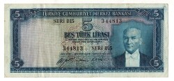 5.Emisyon 1.Tertip 5 Türk Lirası Seri B15 NATUREL/ÇÇT TCK9280 - 1