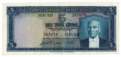 5.Emisyon 1.Tertip 5 Türk Lirası Seri B15 NATUREL/ÇÇT TCK9284 - 1