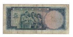 5.Emisyon 1.Tertip 5 Türk Lirası Seri D19 Temiz TCK10043 - 2