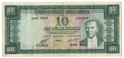 5.Emisyon 2. Tertip 10 Türk Lirası Seri N26 NATUREL/ÇÇT TCK9309 - Gökçekoleksiyon