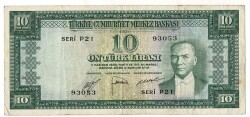 5.Emisyon 2. Tertip 10 Türk Lirası Seri P21 NATUREL/ÇÇT TCK9292 - 1