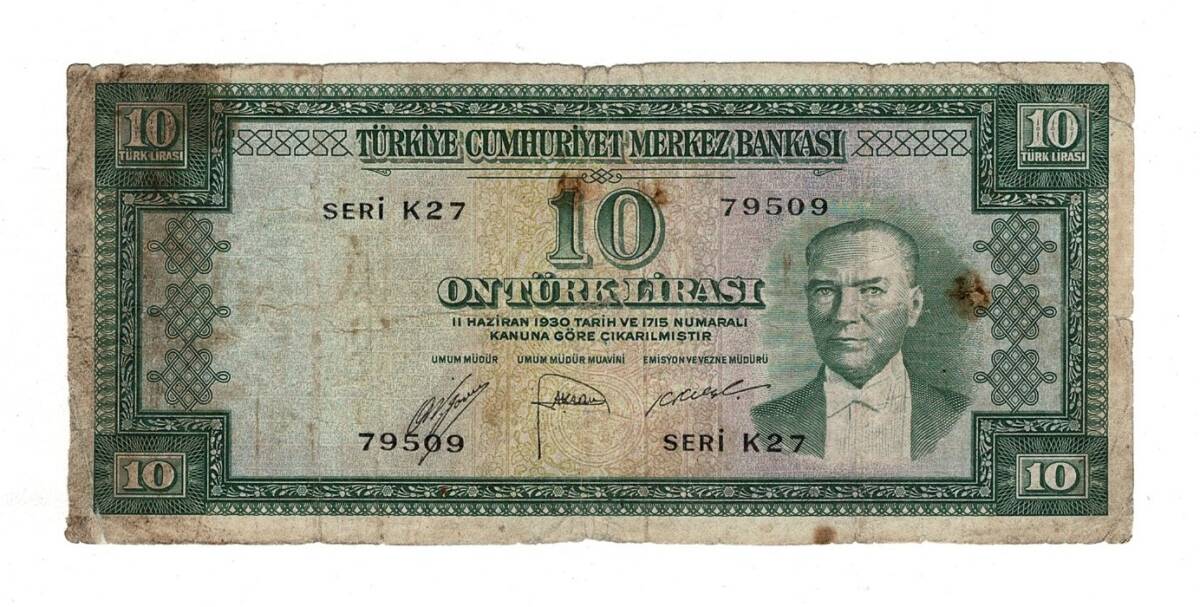 5.Emisyon 2..Tertip 10 Türk Lirası Seri K27 Temiz TCK10234 - 1