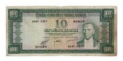 5.Emisyon 2..Tertip 10 Türk Lirası Seri U27 Temiz TCK10236 - Gökçekoleksiyon
