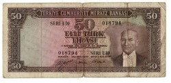 5.Emisyon 2.Tertip 50 Türk Lirası Seri E10 NATUREL/Temiz TCK9254 - 1