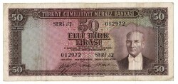 5.Emisyon 2.Tertip 50 Türk Lirası Seri J2 NATUREL/ÇÇT TCK9258 - 1