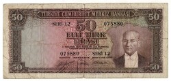 5.Emisyon 2.Tertip 50 Türk Lirası Seri L2 NATUREL/ÇT TCK9253 - 1