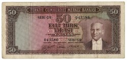 5.Emisyon 3.Tertip 50 Türk Lirası Seri G9 NATUREL/ÇT+ TCK9260 - 1