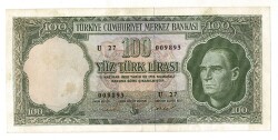 5.Emisyon 4. Tertip 100 Türk Lirası Seri U 27 NATURAL/ÇT TCK9450 - 1