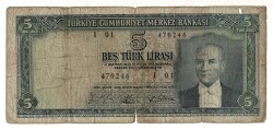 5.Emisyon 4. Tertip 5 Türk Lirası Seri I01 Haliyle TCK9360 - 1