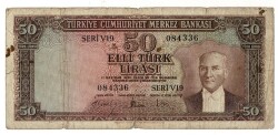 5.Emisyon 4. Tertip 50 Türk Seri V19 Haliyle TCK9425 - 1