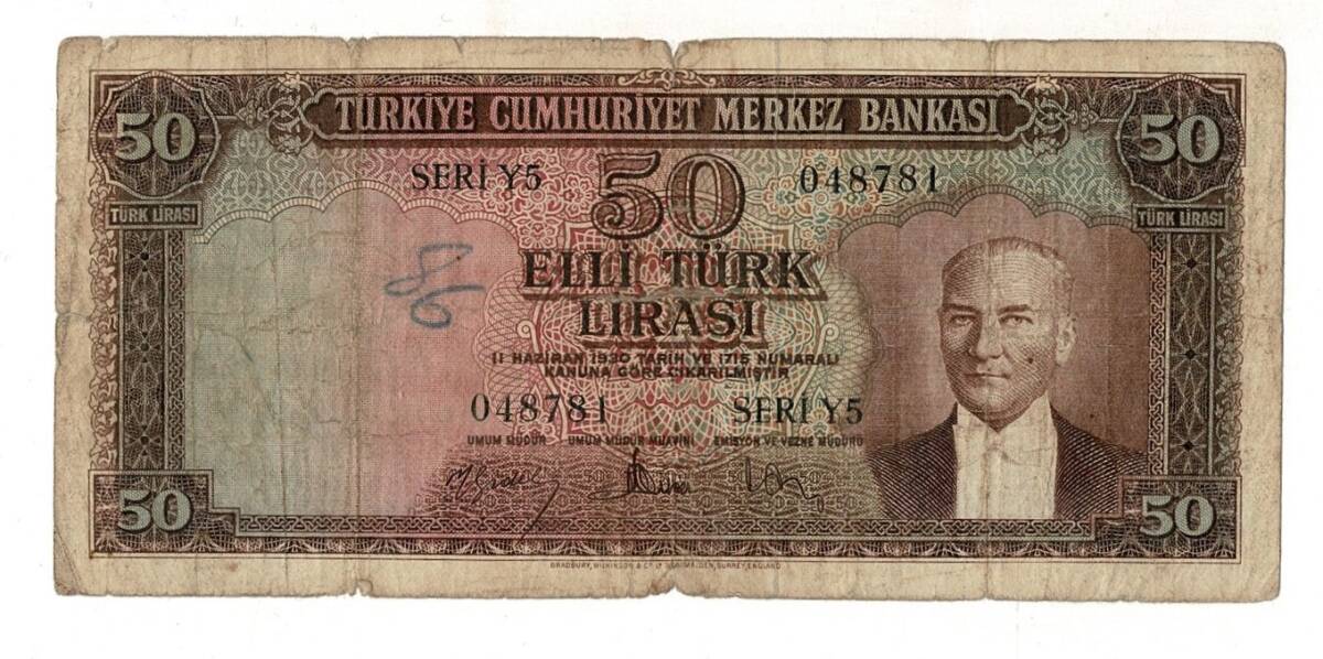 5.Emisyon 4. Tertip 50 Türk Seri Y5 Haliyle TCK9427 - 1