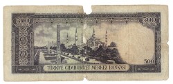 5.Emisyon 4. Tertip 500 Türk Lirası Seri U 10 HALİYLE TCK9455 - 2