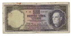 5.Emisyon 4. Tertip 500 Türk Lirası Seri V 48 TEMİZ TCK9457 - 1