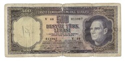 5.Emisyon 4. Tertip 500 Türk Lirası Seri V 60 HALİYLE TCK9456 - 1