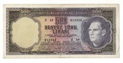 5.Emisyon 4. Tertip 500 Türk Seri Z39 ÇT TCK9462 - 1