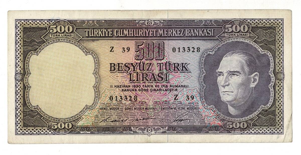5.Emisyon 4. Tertip 500 Türk Seri Z39 ÇT TCK9462 - 1