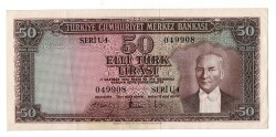 5.Emisyon 4.Tertip 50 Türk Lirası Seri U4 NATUREL/ÇÇT+ TCK9249 - 1