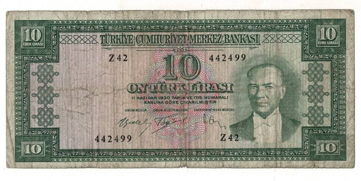 5.Emisyon 5. Tertip 10 Türk Lirası Seri Z42 Temiz TCK9398 - 1