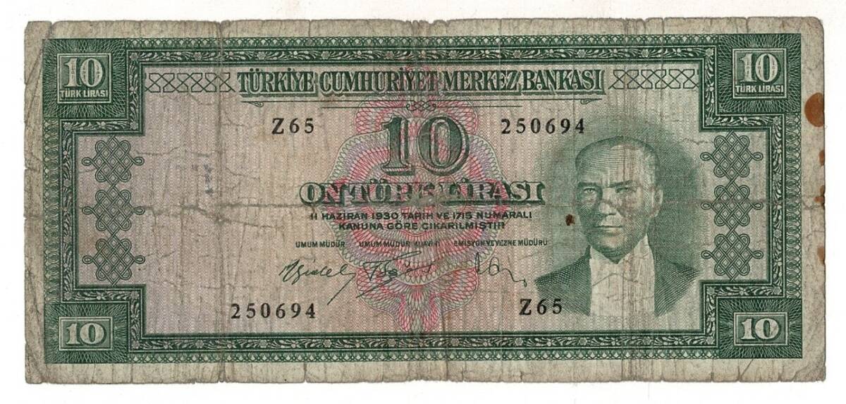 5.Emisyon 5. Tertip 10 Türk Lirası Seri Z65 Temiz TCK9401 - 1