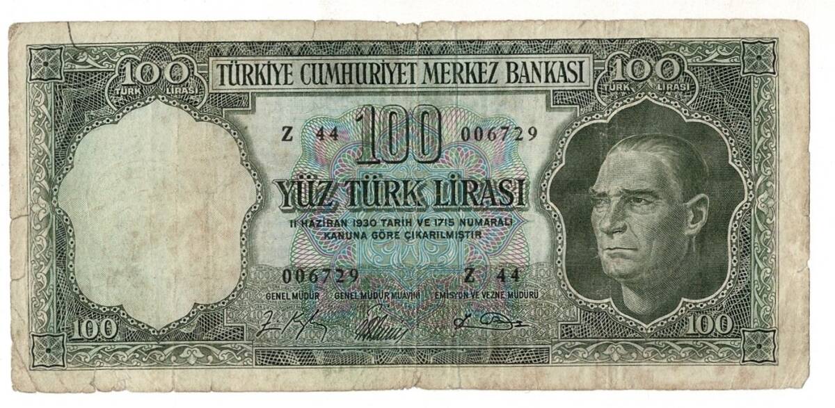 5.Emisyon 5. Tertip 100 Türk Lirası Seri Z 44 TEMİZ TCK9441 - 1