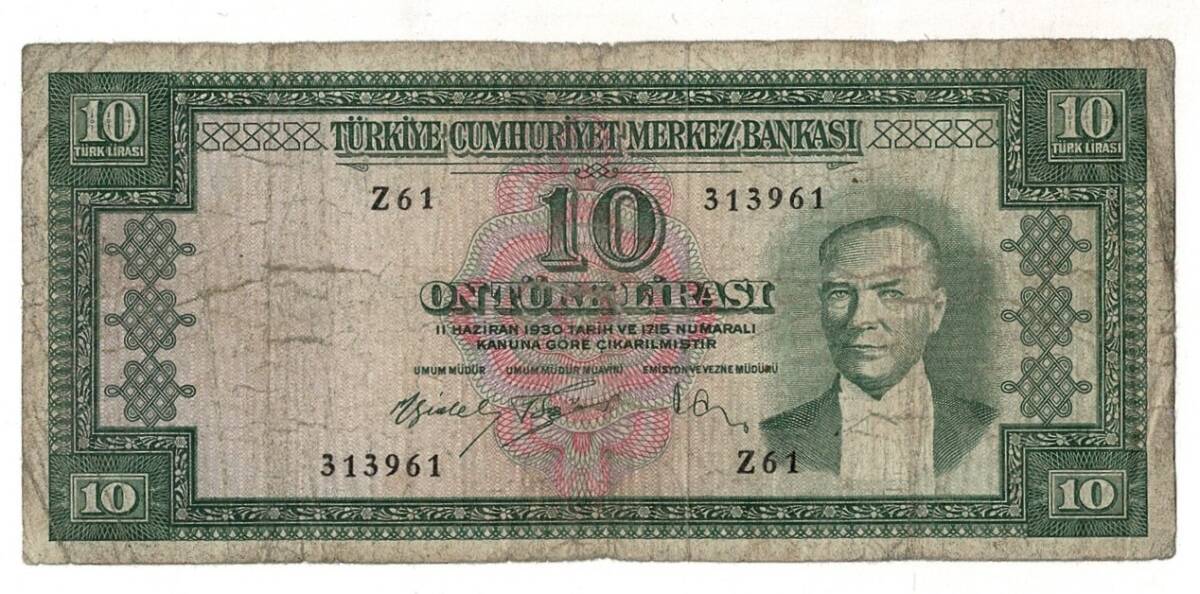 5.Emisyon 5. Tertip 10 Türk Lirası Seri Z61 Temiz TCK9393 - 1