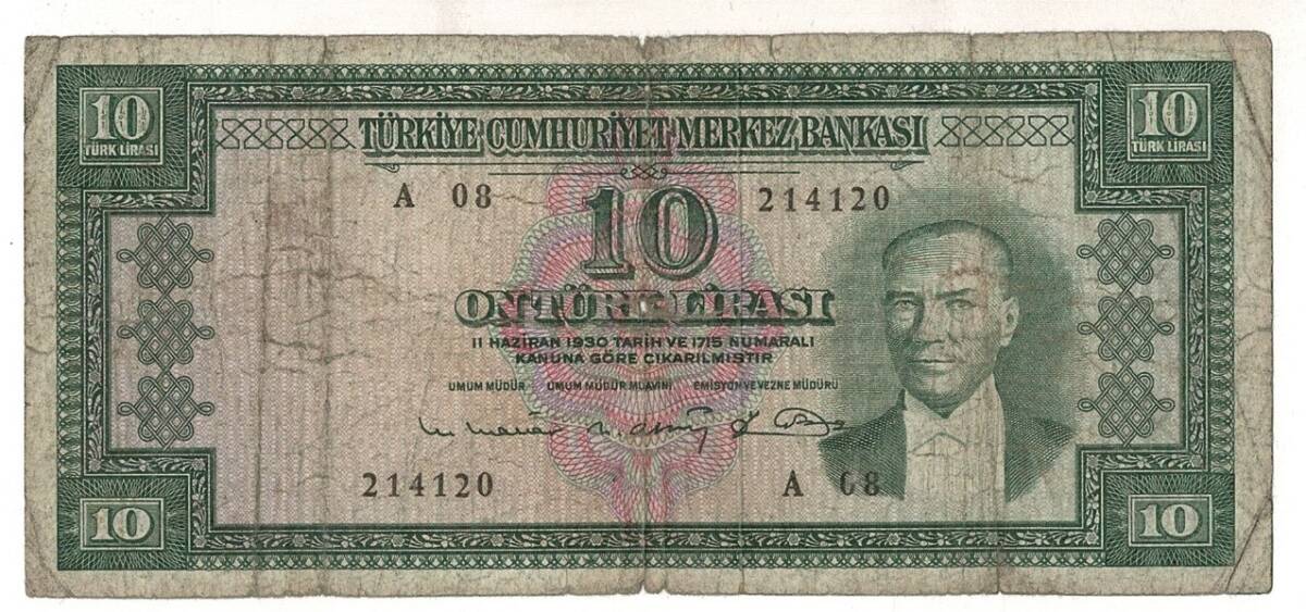 5.Emisyon 6. Tertip 10 Türk Lirası Seri A08 Haliyle TCK9379 - 1