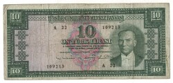 5.Emisyon 6. Tertip 10 Türk Lirası Seri A22 Temiz+ TCK9370 - 1