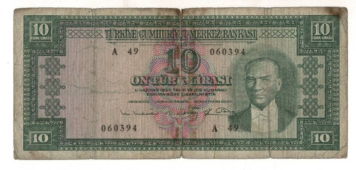 5.Emisyon 6. Tertip 10 Türk Lirası Seri A49 Haliyle TCK9380 - 1