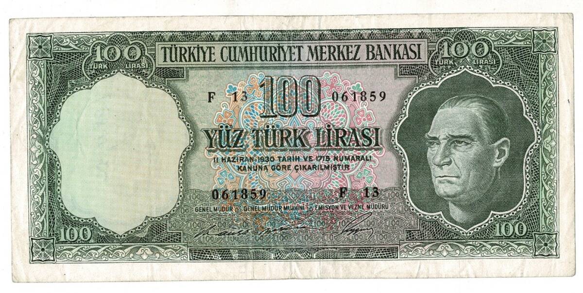 5.Emisyon 6. Tertip 100 Türk Lirası Seri F13 NATURAL/ÇT+ TCK9440 - 1