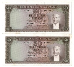 5.Emisyon . Tertip 50 Türk Seri Takipli Seri T39 NATURAL/ÇİLALTI TCK9405 - Gökçekoleksiyon