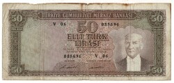 5.Emisyon 7. Tertip 50 Türk Lirası Seri V06 Temiz TCK9415 - 1