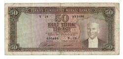 5.Emisyon 7. Tertip 50 Türk Lirası Seri V16 Temiz TCK9416 - 1