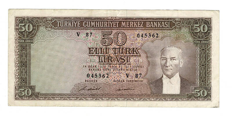 5.Emisyon 7.Tertip 50 Türk Lirası Seri V87 ÇT+ TCK10045 - 1
