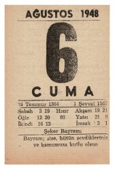 6 Ağustos 1948 Takvim Yaprağı EFM862 - 3