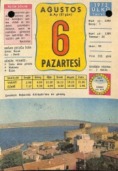 6 Ağustos 1973 Takvim Yaprağı - Doğum Günü Hediyesi EFM(N)9622 - Gökçekoleksiyon