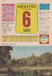6 Ağustos 1974 Takvim Yaprağı -Doğum Günü Hediyesi EFM(N)6317 - Gökçekoleksiyon
