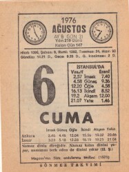 6 Ağustos 1976 Takvim Yaprağı EFM(N)2271 - 3