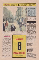 6 Ağustos 1979 Takvim Yaprağı -Doğum Günü Hediyesi EFM(N)6288 - Gökçekoleksiyon