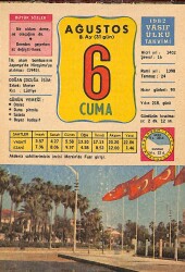 6 Ağustos 1982 Takvim Yaprağı - Doğum Günü Hediyesi EFM(N)9215 - Gökçekoleksiyon