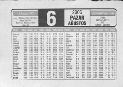 6 Ağustos 2006 Takvim Yaprağı - Doğum Günü Hediyesi EFMN14153 - Gökçekoleksiyon