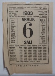6 Aralık 1983 Takvim Yaprağı - Doğum Günü Hediyesi EFM(N)6886 - Gökçekoleksiyon