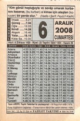 6 Aralık 2008 Takvim Yaprağı - Doğum Günü Hediyesi EFMN15327 - Gökçekoleksiyon