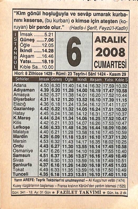 6 Aralık 2008 Takvim Yaprağı - Doğum Günü Hediyesi EFMN15327 - 1