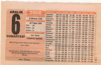 6 Aralık 2008 Takvim Yaprağı EFM(N)4349 - 2