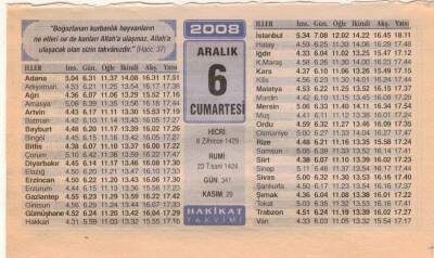 6 Aralık 2008 Takvim Yaprağı EFM(N)4441 - 2