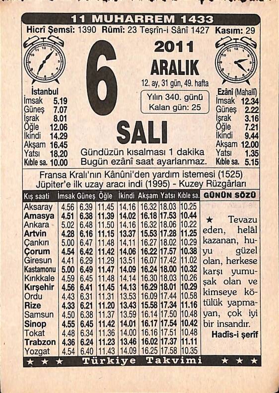 6 Aralık 2011 Takvim Yaprağı - Doğum Günü Hediyesi EFMN15253 - 1
