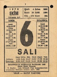 6 Ekim 1970 Takvim Yaprağı - Doğum Günü Hediyesi EFM(N)10535 - 1